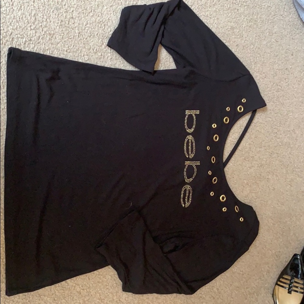 Gold embellished 3/4 sleeve BeBe top